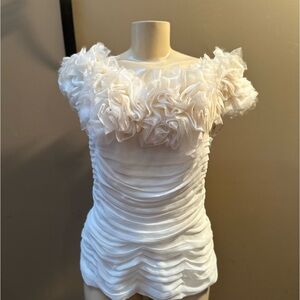White ruffle off the shoulder top